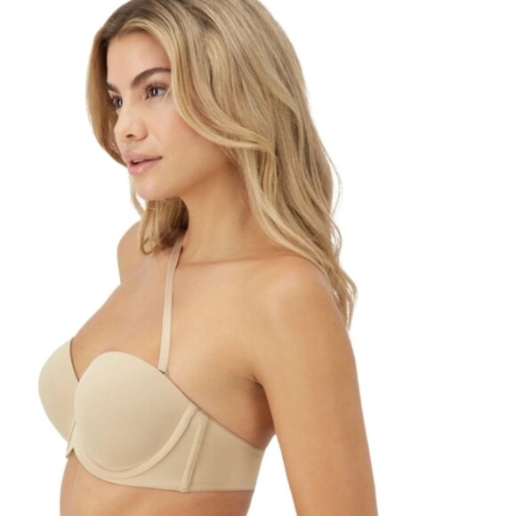 New With Tags 38D Beige/Nude MAIDENFORM Stay Put Strapless Push Up Underwire Bra - Picture 3 of 9